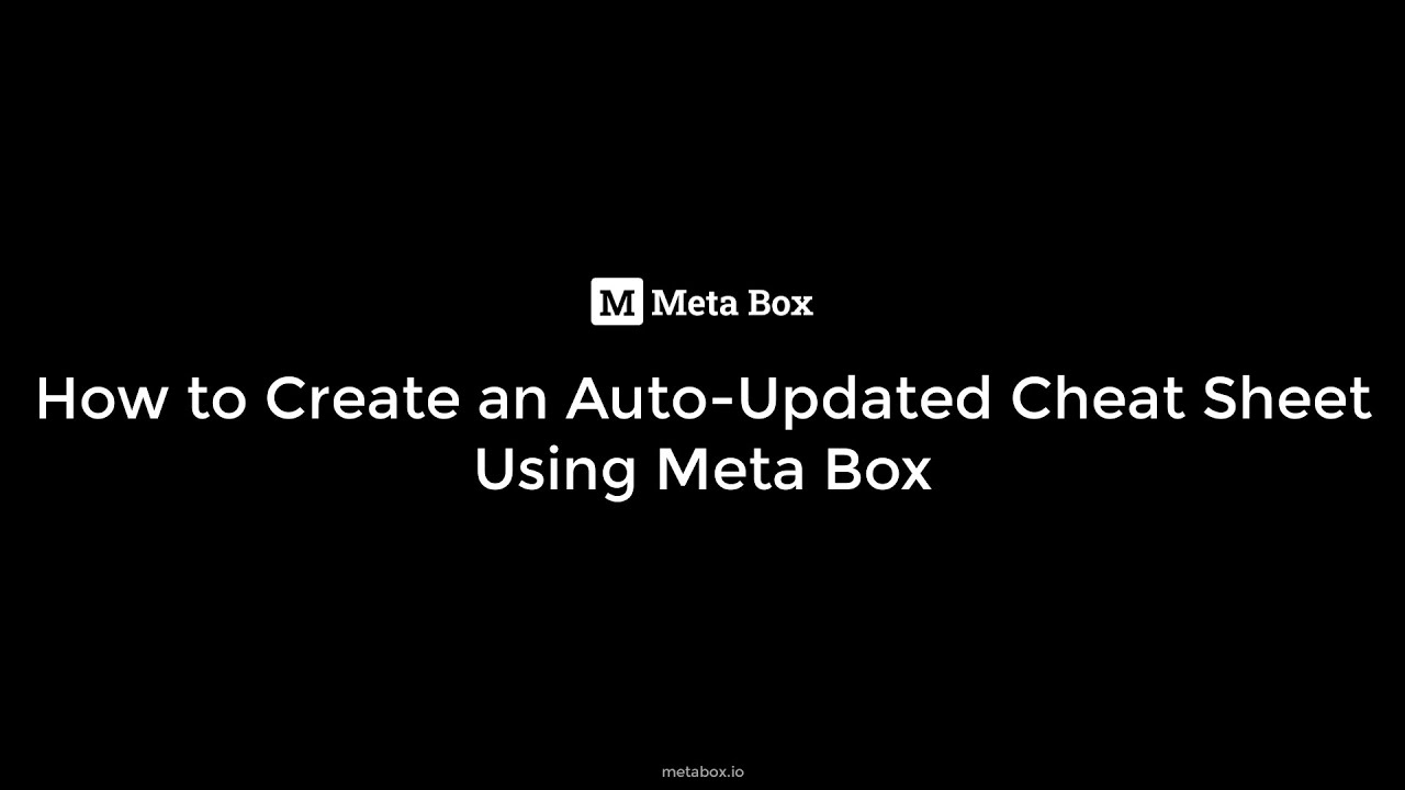 Produce an Automobile-Current Cheat Sheet in WordPress | Meta Box Tutorial